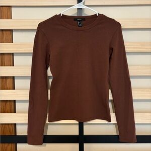 Forever 21 Chocolate Brown Long Sleeve Top Thick Women's